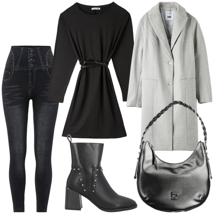 Outfit donna - Total look #2010923. Stile Urban per Tutti i giorni. Abbinamento con jeggings, stivaletti, cappotti, vestiti midi/longuette, borse a spalla.