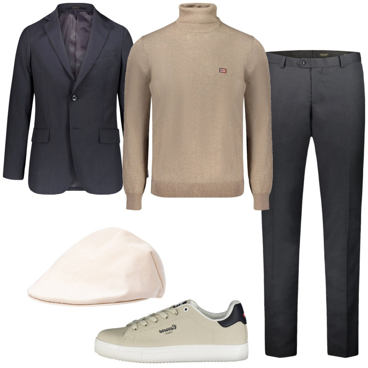 Outfit uomo - Total look #2010927. Stile Business/Elegante per Ufficio. Abbinamento con cappelli e berretti, maglieria, giacche, pantaloni, sneakers.