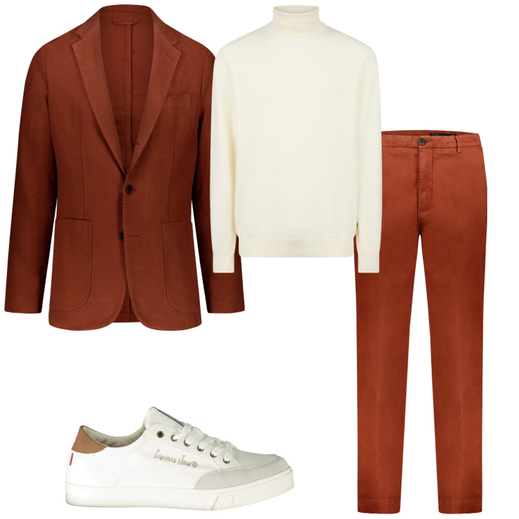 Outfit uomo - In ufficio. Stile Urban per Ufficio. Abbinamento con pantaloni, giacche, sneakers, maglieria.