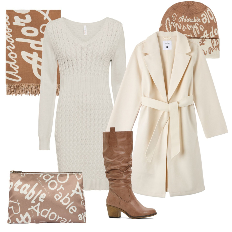 Outfit donna - Con gli accessori coordinati. Stile Trendy per Tutti i giorni. Abbinamento con vestiti, stivali, cappotti, pochette, cappelli, sciarpe.