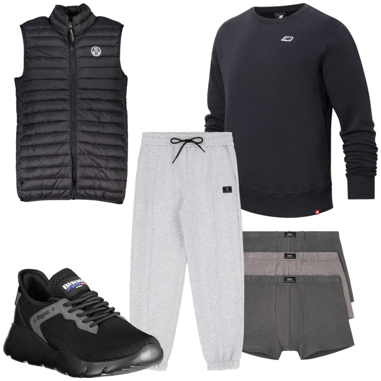 Outfit uomo - Relax. Stile Casual per Tutti i giorni. Abbinamento con boxer, felpe, pantaloni sportivi, giacche, sneakers.