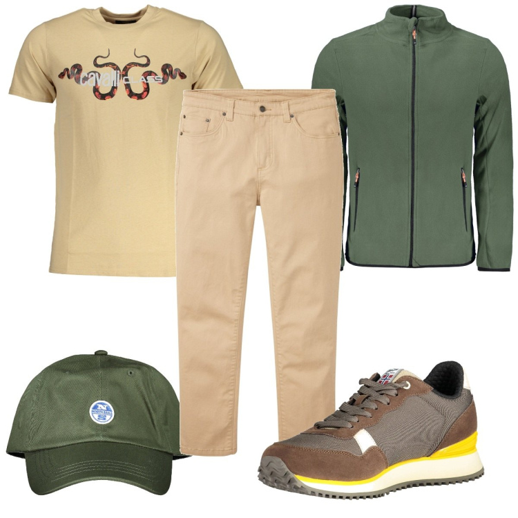 Outfit uomo - Total look #2011079. Stile Trendy per Tutti i giorni. Abbinamento con pantaloni, felpe, cappelli con visiera, sneakers, t-shirt.