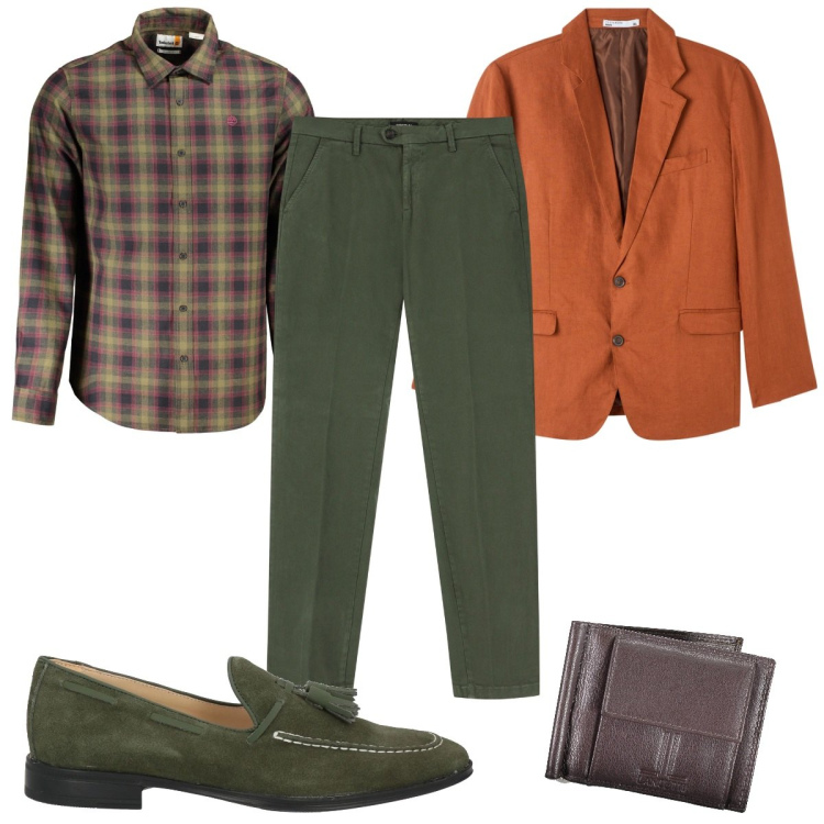 Outfit uomo - Total look #2011080. Stile Casual per Tutti i giorni. Abbinamento con scarpe stringate, giacche, pantaloni chino, portafogli, camicie.