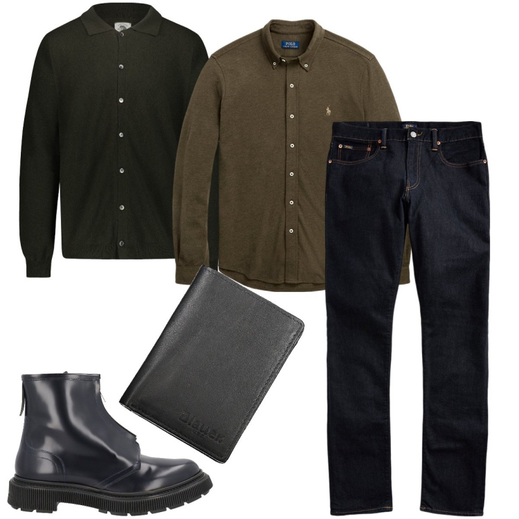Outfit uomo - Il jeans nero. Stile Urban per Serata speciale. Abbinamento con stivali e stivaletti, camicie, jeans, polo, portafogli.