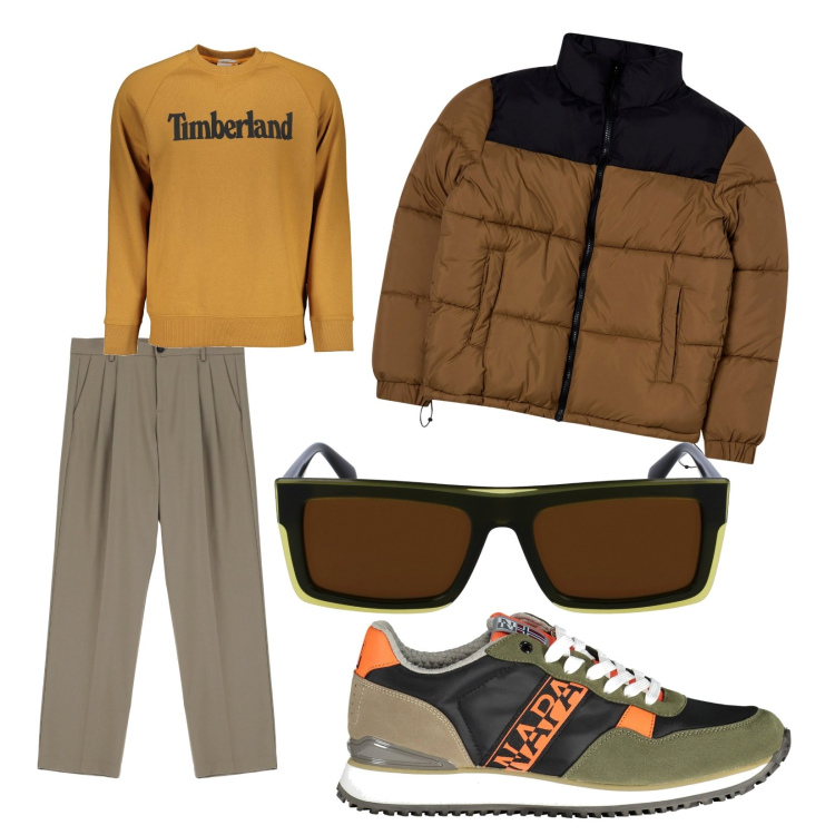 Outfit uomo - Con amici allo stadio. per Sport. Abbinamento con giacche, pantaloni, sneakers, felpe, occhiali da sole.