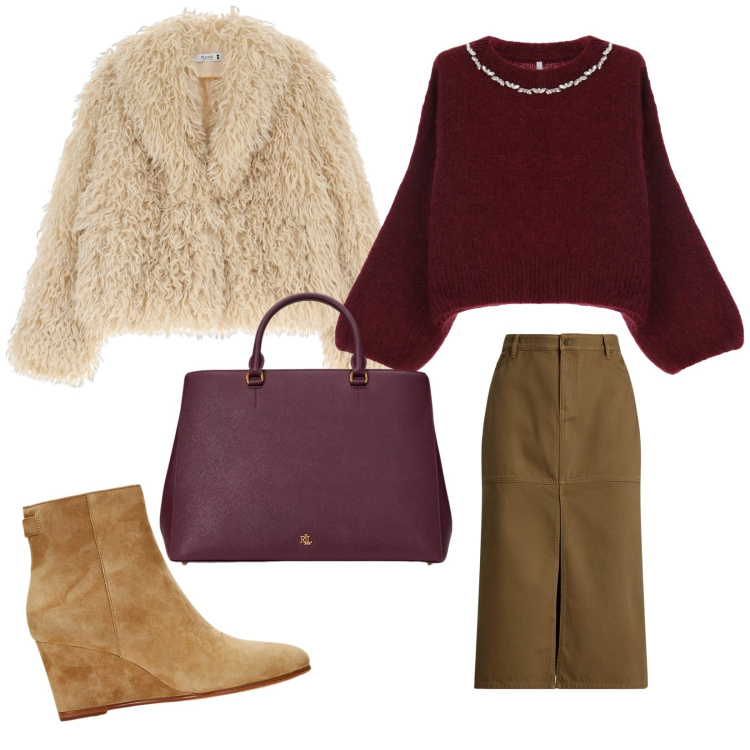 Outfit donna - I colori belli. per Tutti i giorni. Abbinamento con blazer, maglieria, borse a mano, stivaletti, gonne.