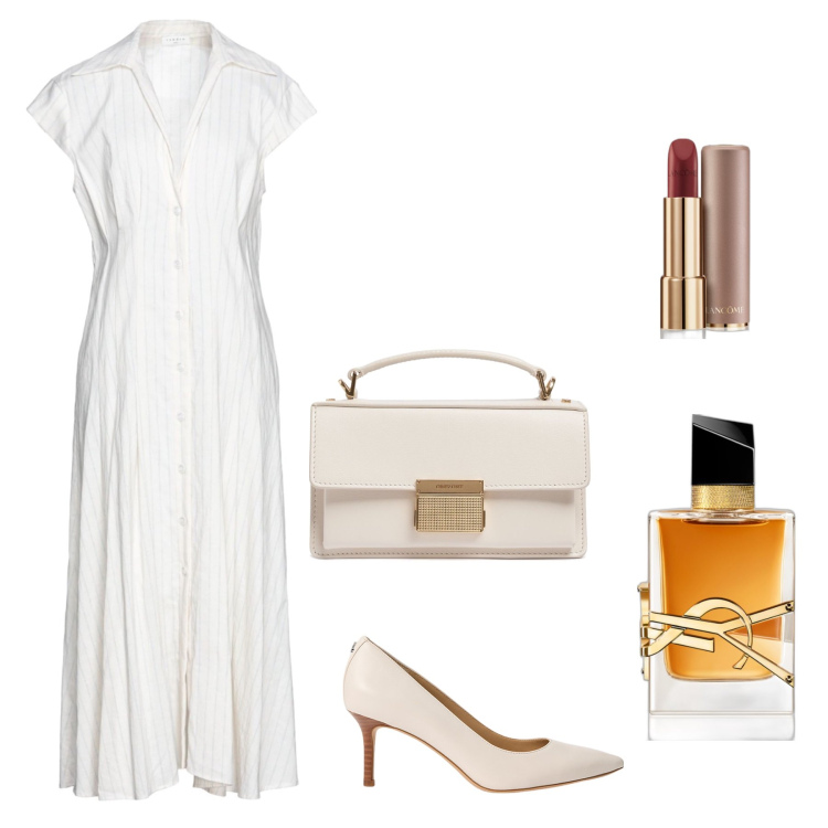 Outfit donna - Outfit ispirato a Amal Clonnely. Stile Bon Ton Abbinamento con vestiti midi/longuette, profumi, rossetti, décolleté, borse a mano.