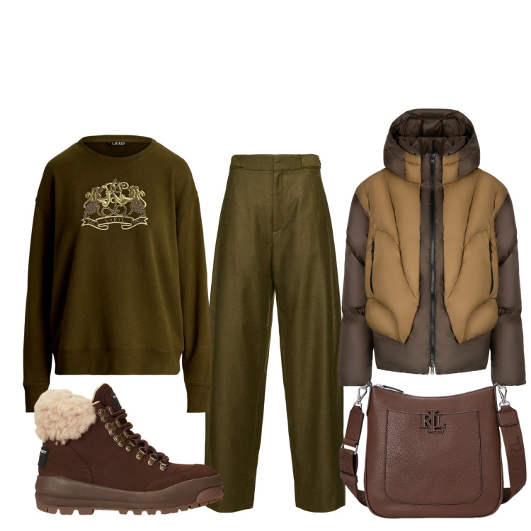 Outfit donna - Io ho freddo. Stile Basic per Tutti i giorni. Abbinamento con borse a tracolla, stivaletti, pullovers, piumini, pantaloni.