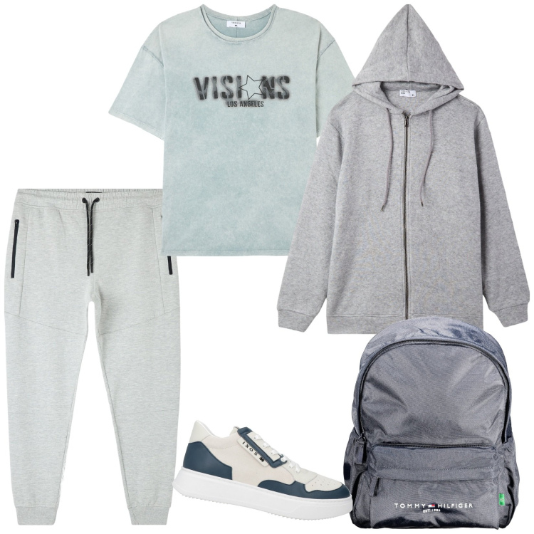 Outfit uomo - @school. Stile Casual per Sport. Abbinamento con sneakers, t-shirt, pantaloni, felpe, borse sportive.