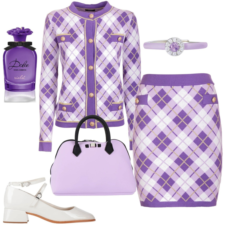 Outfit donna - Total look #2011280. Stile Casual chic per Serata fuori. Abbinamento con borse a mano, décolleté, profumi, anelli, cardigans, gonne.