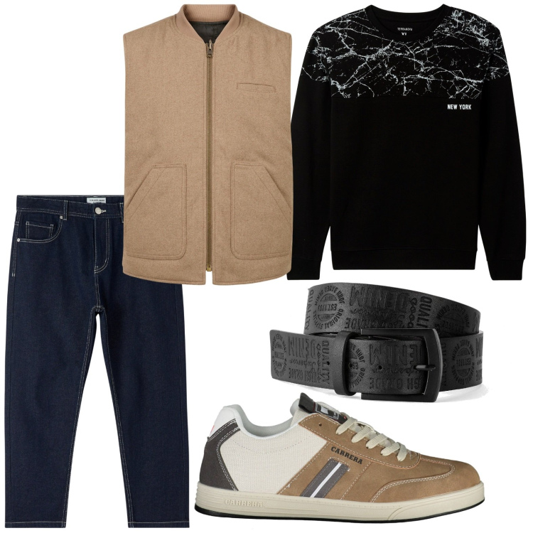 Outfit uomo - Novembre. Stile Urban per Tutti i giorni. Abbinamento con cinture, jeans, felpe, sneakers, piumini.