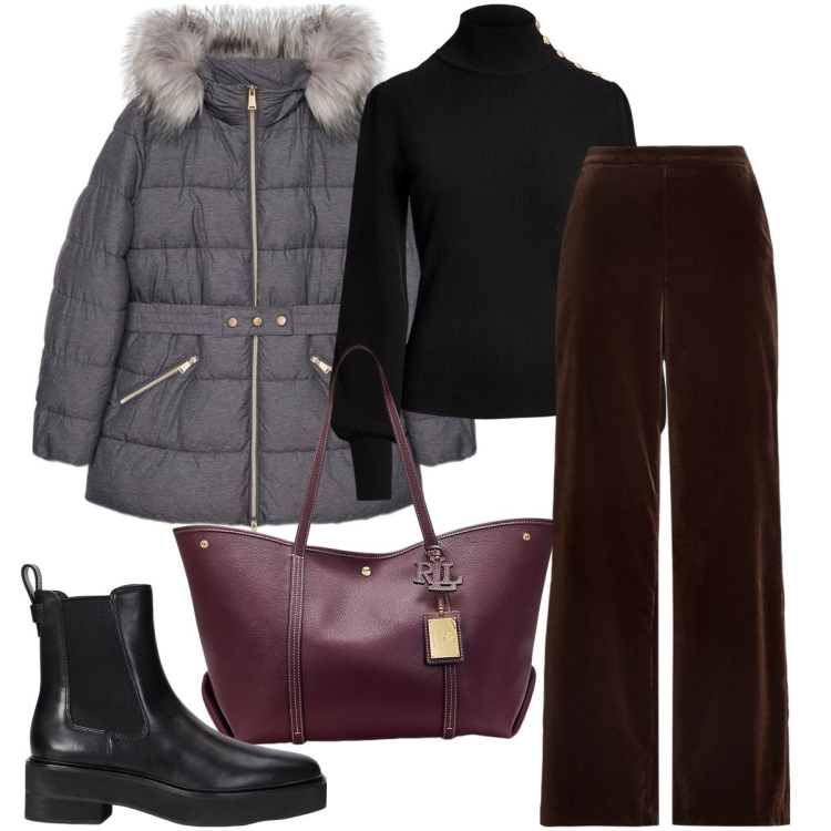 Outfit donna - La dolcevita con bottoni laterali. Stile Casual chic per Serata fuori. Abbinamento con maglieria, stivaletti chelsea, pantaloni, borse tote, piumini.