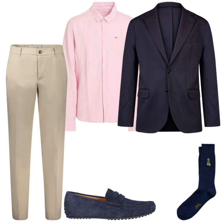 Outfit uomo - Total look #2011463. Stile Casual per Ufficio. Abbinamento con camicie, scarpe stringate, calzini, giacche, pantaloni.
