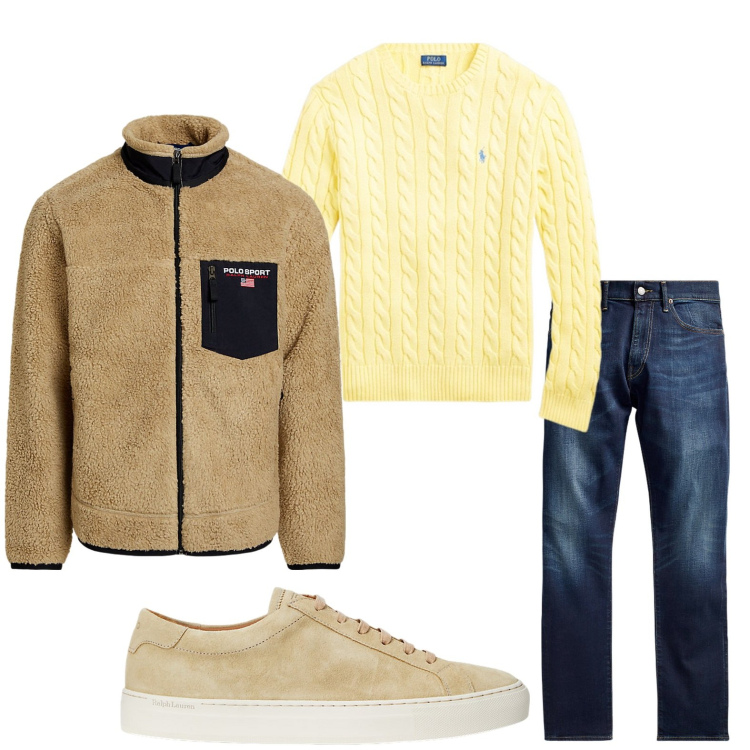 Outfit uomo - Pull e jeans. Stile Urban per Tutti i giorni. Abbinamento con jeans, sneakers, maglieria, giacche.