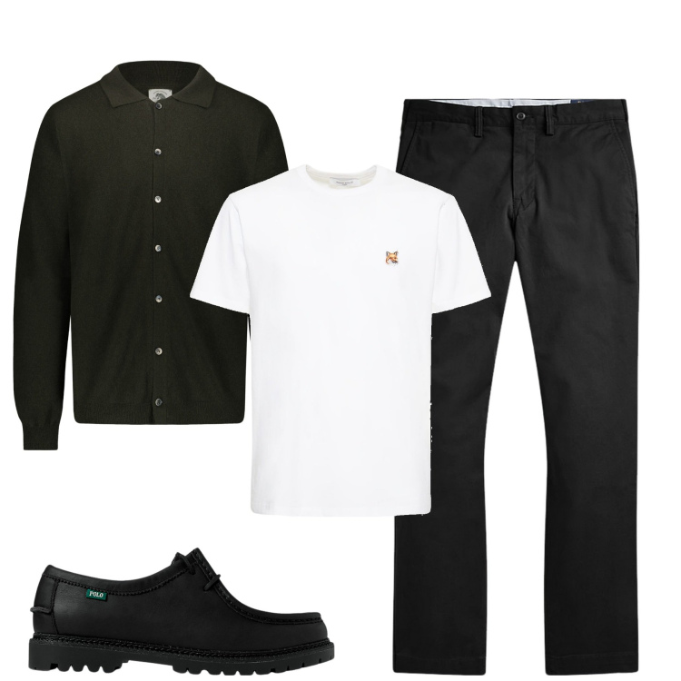 Outfit uomo - City. Stile Urban per Tutti i giorni. Abbinamento con pantaloni, scarpe stringate, polo, t-shirt.
