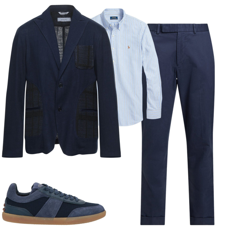 Outfit uomo - Total look #2011567. Stile Urban per Tutti i giorni. Abbinamento con giacche, sneakers, camicie, pantaloni chino.