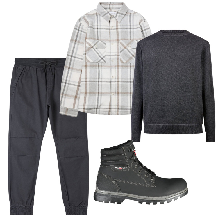Outfit uomo - Fumo di Londra. Stile Urban per Tutti i giorni. Abbinamento con pantaloni, cappotti, maglieria, stivali.