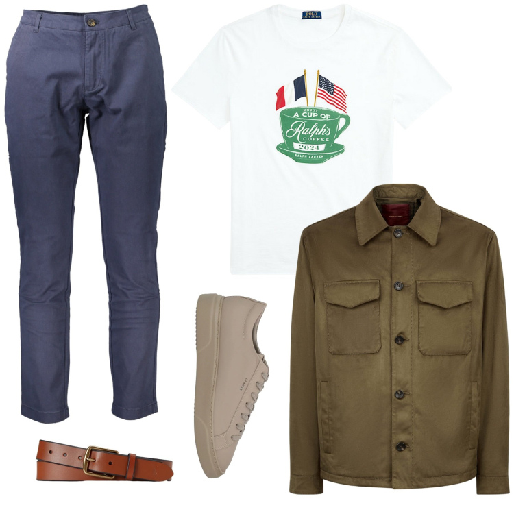 Outfit uomo - Geometry. Stile Casual per Tutti i giorni. Abbinamento con sneakers, cinture, t-shirt, giacche, pantaloni.
