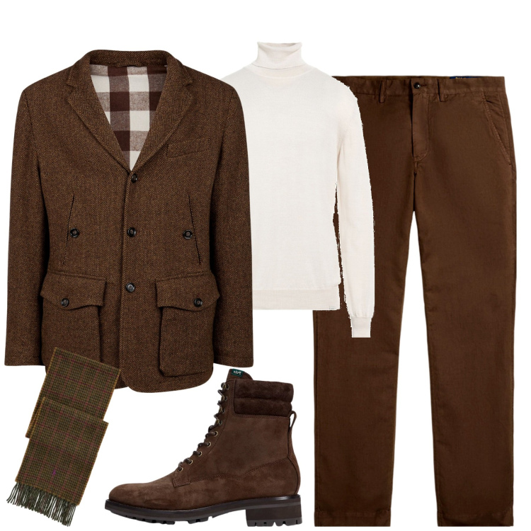 Outfit uomo - Total look #2011706. Stile Business/Elegante per Tutti i giorni. Abbinamento con maglieria, giacche, pantaloni, sciarpe, stivali.