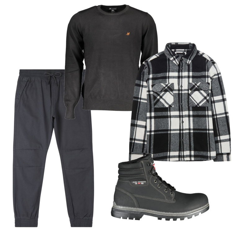 Outfit uomo - Total grey. Stile Casual per Tutti i giorni. Abbinamento con pantaloni, cappotti, stivali, maglieria.