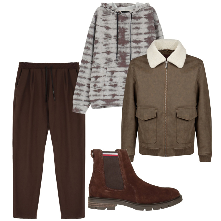 Outfit uomo - Trendy. Stile Trendy per Tutti i giorni. Abbinamento con stivali e stivaletti, pantaloni, felpe con cappuccio, giacche.