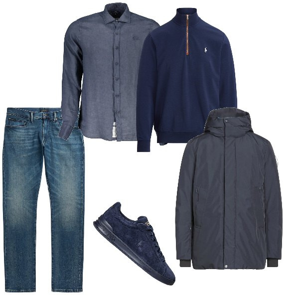 Outfit uomo - Novembre. Stile Casual per Tutti i giorni. Abbinamento con parka, sneakers, felpe, jeans, camicie.
