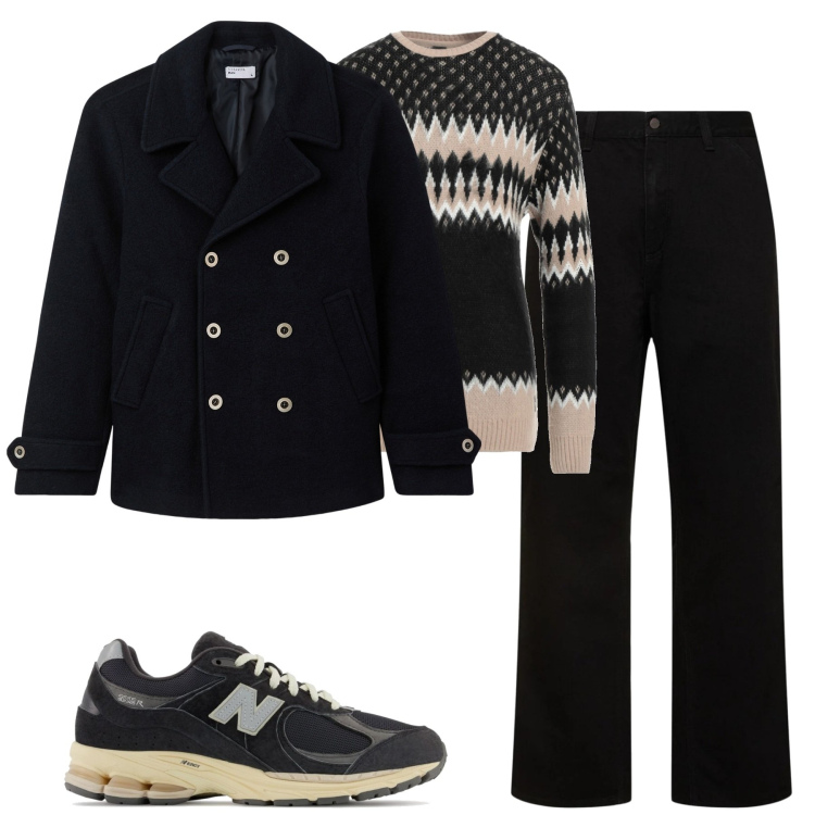 Outfit uomo - Total look #2011836. Stile Urban per Tutti i giorni. Abbinamento con pullovers, cappotti, sneakers, jeans.