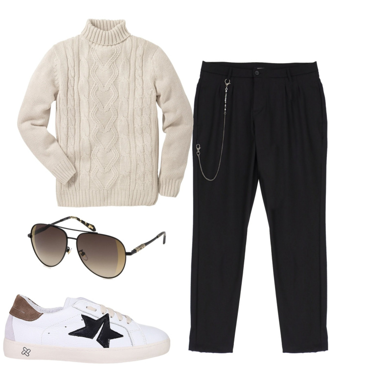 Outfit uomo - Total look #2011840. Stile Urban per Tutti i giorni. Abbinamento con maglieria, pantaloni, sneakers, occhiali da sole.