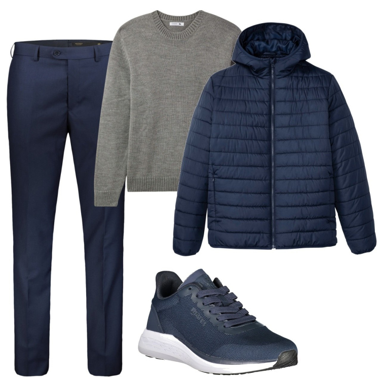 Outfit uomo - Total look. Stile Casual per Tutti i giorni. Abbinamento con giacche, maglieria, pantaloni, sneakers.