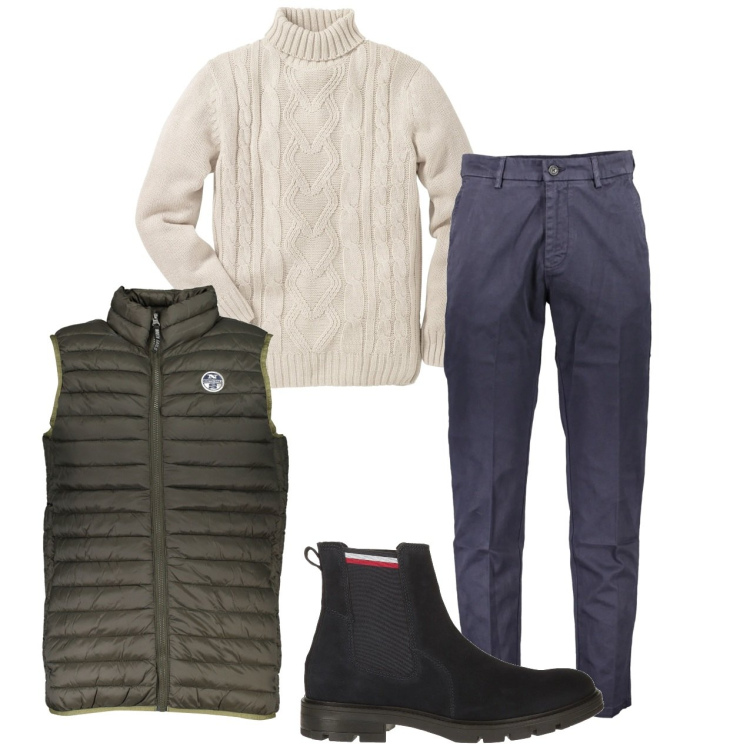 Outfit uomo - Bluette. Stile Urban per Tutti i giorni. Abbinamento con maglieria, stivali e stivaletti, pantaloni, giacche.