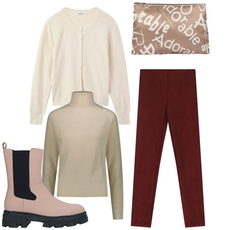 Outfit donna - Adorable. Stile Minimal per Tutti i giorni. Abbinamento con stivaletti, cardigans, pantaloni, pullovers, pochette.