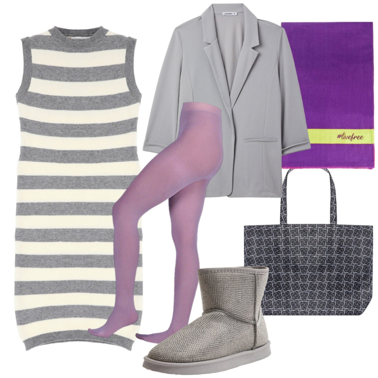 Outfit donna - Collant colorati. Stile Casual chic per Tutti i giorni. Abbinamento con stivali, blazer, vestiti, collant, shopping bag, sciarpe.