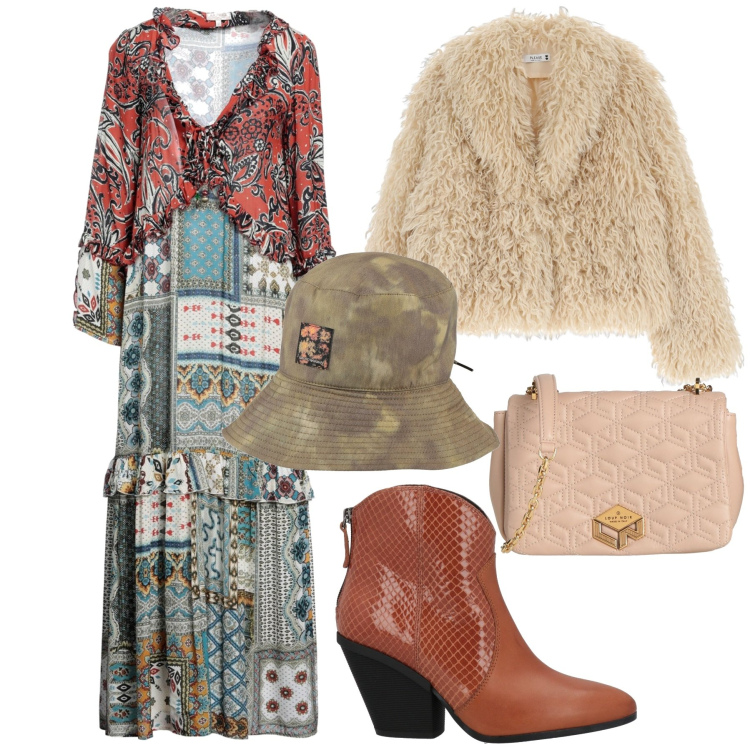 Outfit donna - Libera. Stile 70s per Serata fuori. Abbinamento con stivaletti texani, cappelli, vestiti lunghi, borse a tracolla, blazer.