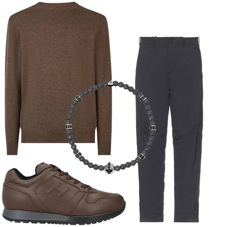 Outfit uomo - Total look #2012365. Stile Casual per Tutti i giorni. Abbinamento con pantaloni, sneakers, braccialetti, maglieria.