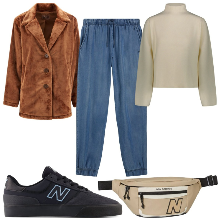 Outfit donna - Mio amato cappotto- casual. Stile Casual per Tutti i giorni. Abbinamento con marsupi, sneakers, cappotti, jeans, maglieria.
