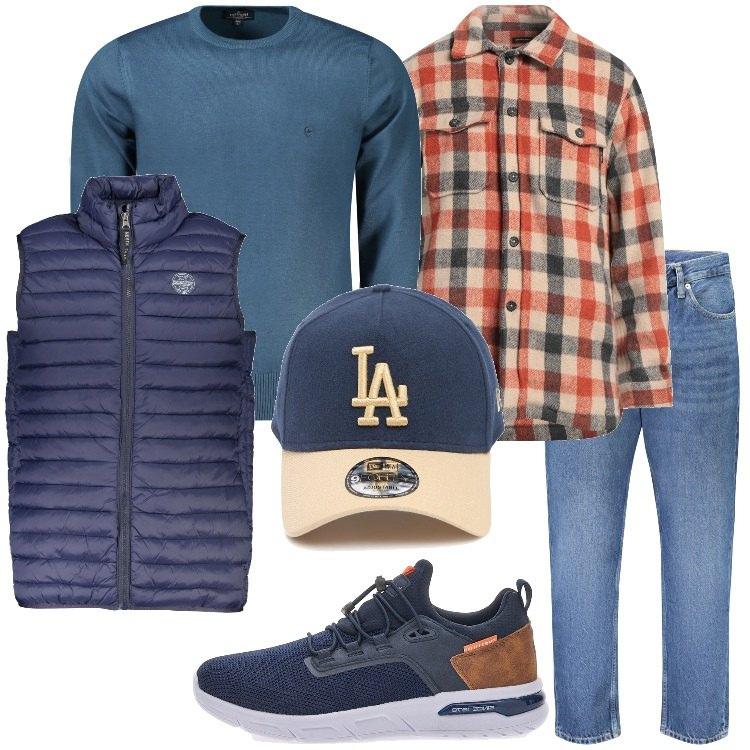 Outfit uomo - Casual con grinta. Stile Casual per Tutti i giorni. Abbinamento con camicie, sneakers, giacche, maglieria, jeans, cappelli.
