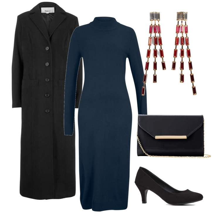 Outfit donna - It’s party time. Stile Glamour per Serata fuori. Abbinamento con vestiti, cappotti, orecchini, décolleté, pochette.