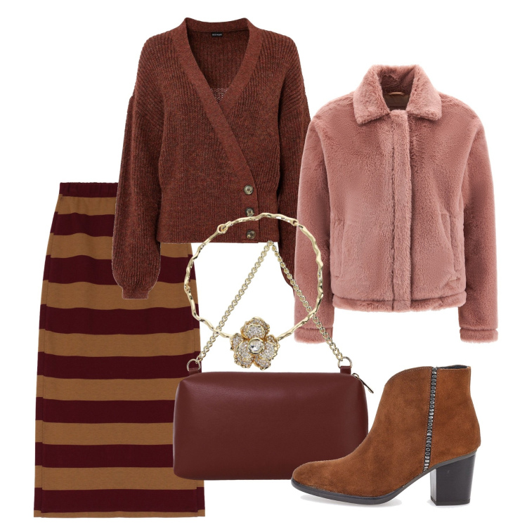 Outfit donna - Cosy Christmas Style. Stile Bon Ton per Tutti i giorni. Abbinamento con maglieria, gonne longuette, borse a tracolla, collane, cappotti, stivaletti.