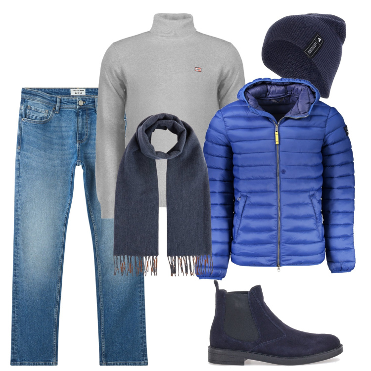 Outfit uomo - Accessori monocolor. Stile Urban per Tutti i giorni. Abbinamento con jeans, stivali e stivaletti, giacche, maglieria, sciarpe, berretti.