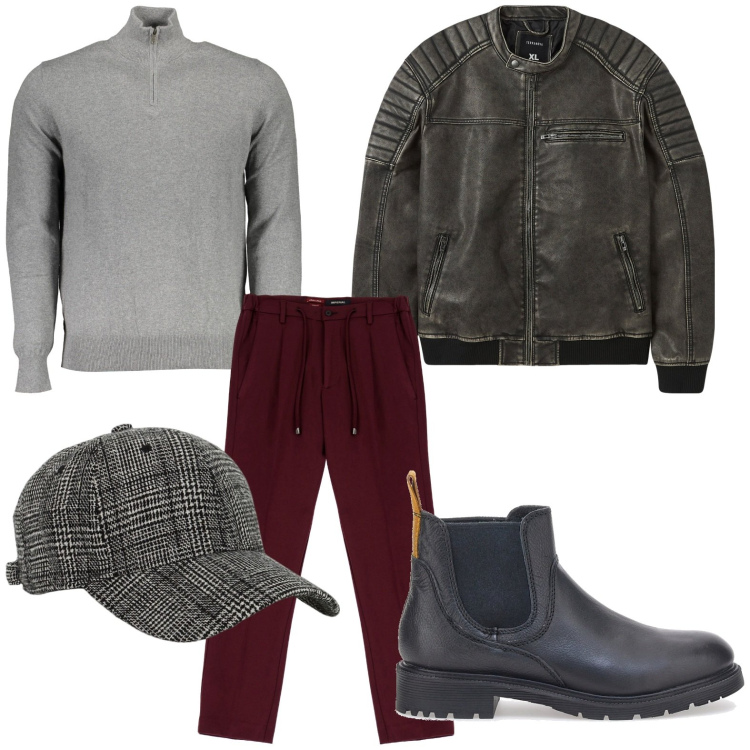 Outfit uomo - Total look #2012711. Stile Trendy per Ufficio. Abbinamento con giacche, pantaloni, cappelli, stivali e stivaletti, maglieria.
