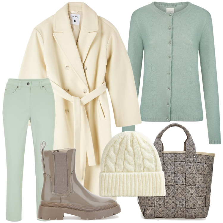 Outfit donna - Very cool. Stile Casual per Tutti i giorni. Abbinamento con pantaloni, cappotti, berretti, anfibi, cardigans, borse a mano.