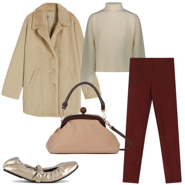 Outfit donna - Mio amato cappotto. Stile Trendy per Ufficio. Abbinamento con pantaloni, cappotti, maglieria, ballerine, clutch.