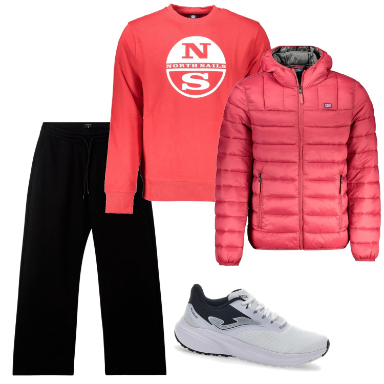 Outfit uomo - Red and black. Stile Casual per Tutti i giorni. Abbinamento con pantaloni, sneakers, felpe, giacche.