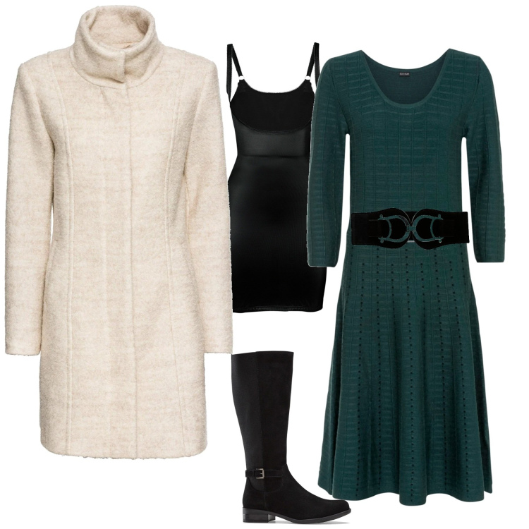 Outfit donna - Total look #2012929. Stile Minimal per Serata fuori. Abbinamento con cinture, cappotti, sottovesti, vestiti, stivali.