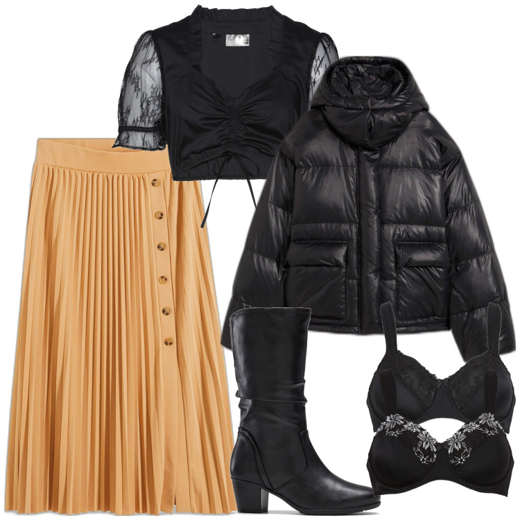 Outfit donna - Bonprix party glam. Stile Glamour per Serata fuori. Abbinamento con stivali, reggiseni, gonne, piumini, camicie.