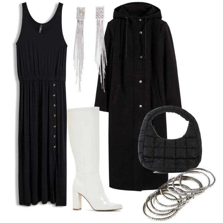 Outfit donna - Bonprix party glam. Stile Glamour per Serata fuori. Abbinamento con orecchini, cappotti, vestiti lunghi, borse a mano, stivali, braccialetti.