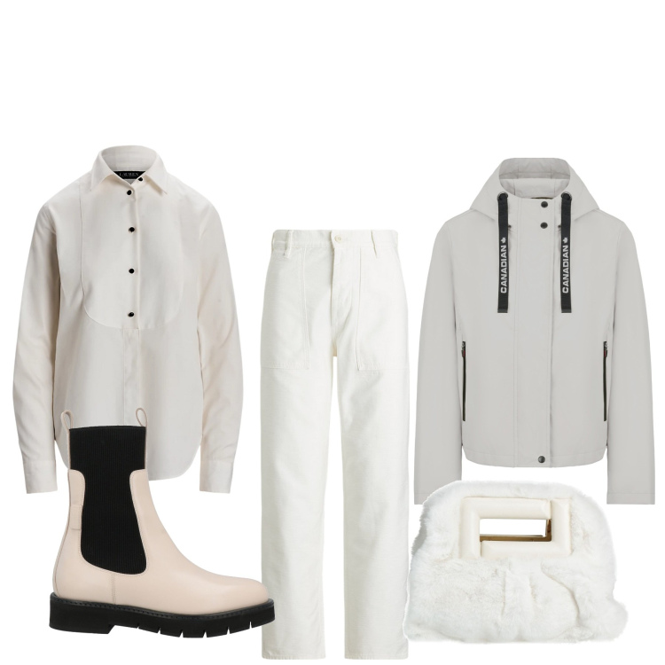Outfit donna - Week end al freddo. Stile Basic per Tutti i giorni. Abbinamento con borse a mano, stivaletti, pantaloni, camicie, blazer.