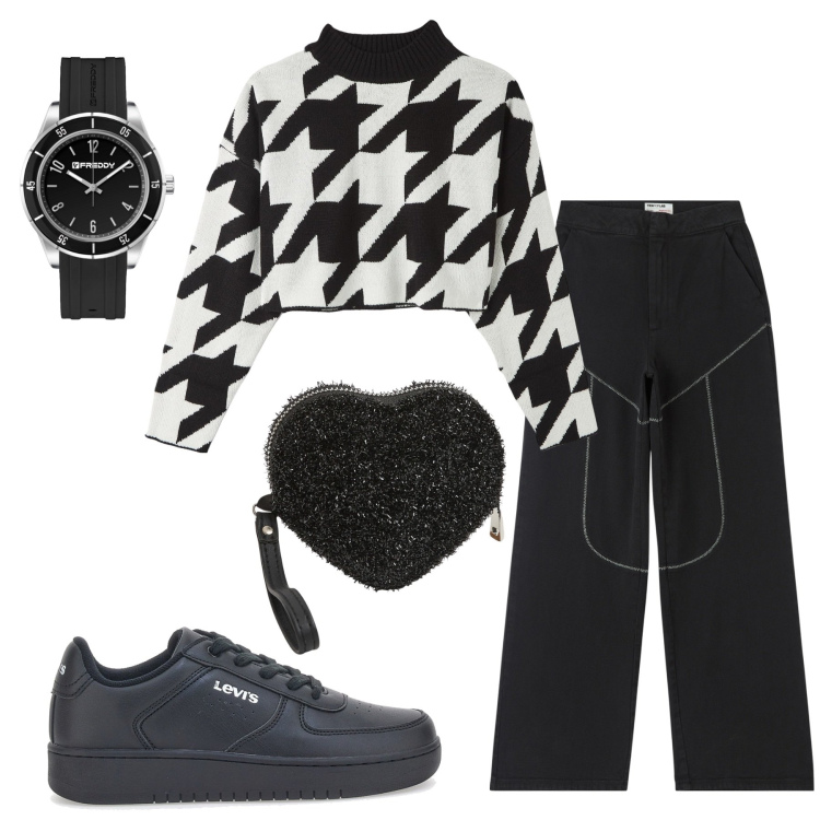 Outfit donna - Heart shaped box. Stile Urban per Tutti i giorni. Abbinamento con jeans, portafogli, maglieria, orologi, sneakers.