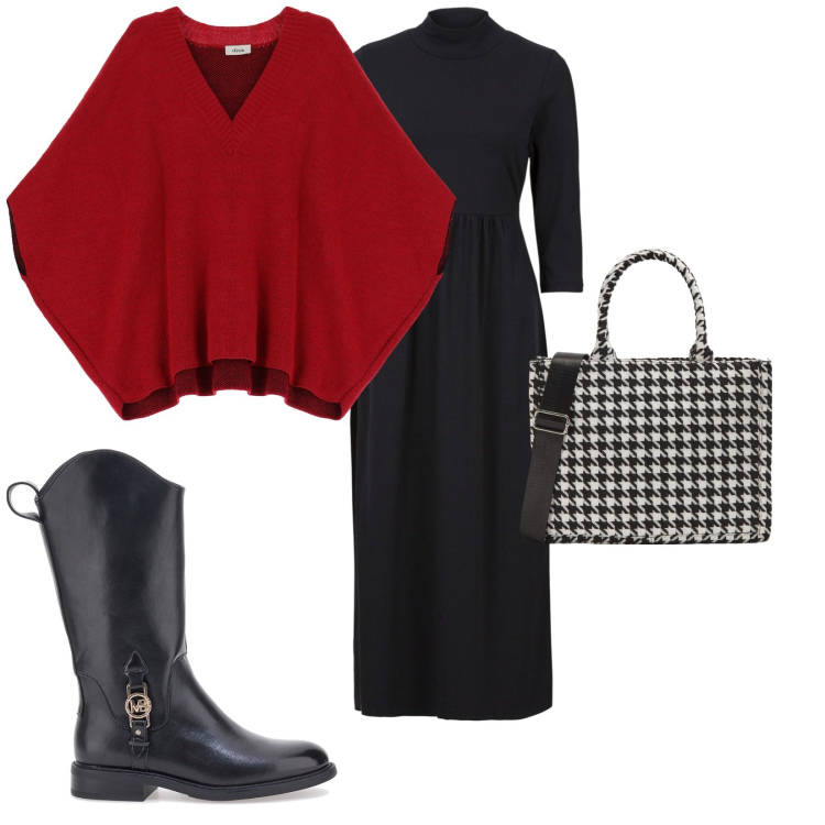 Outfit donna - La borsa a quadretti. per Tutti i giorni. Abbinamento con vestiti midi/longuette, shopping bag, cappotti, stivaletti.