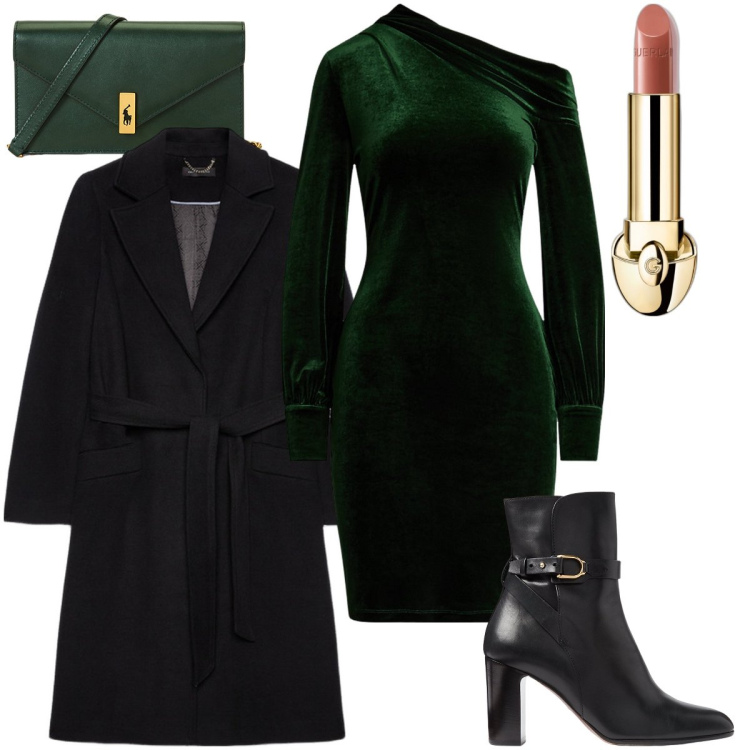 Outfit donna - L’abito monospalla. Stile Sexy per Serata fuori. Abbinamento con rossetti, stivaletti, vestiti asimmetrici, clutch, cappotti.